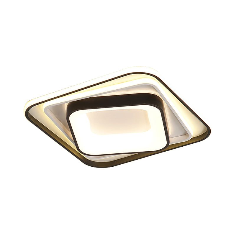 Simple Black Flush Mount Acrylic Ceiling Light For Bedroom - Rectangular/Square 19.5/35.5 Wide