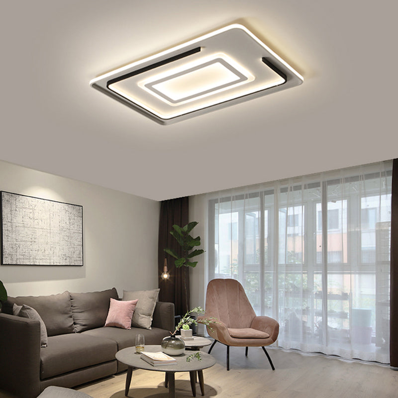 Modern Acrylic Rectangular Led Ceiling Lamp For Living Room - Warm/White Light 18/21.5/35.5 Wide