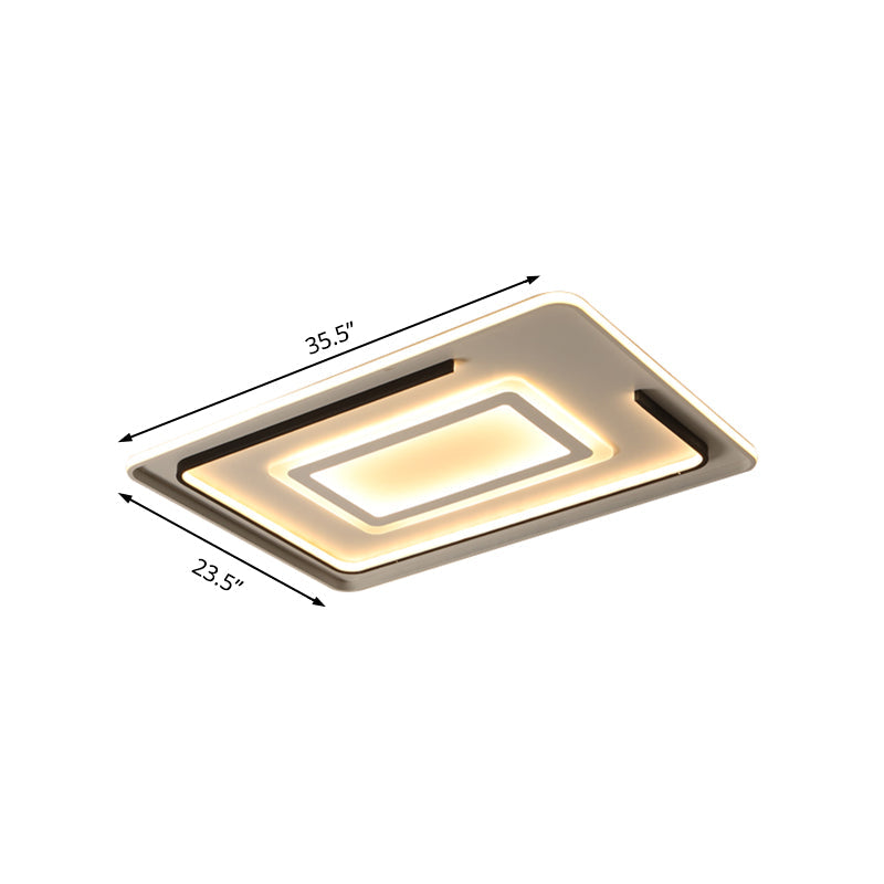 Modern Acrylic Rectangular Led Ceiling Lamp For Living Room - Warm/White Light 18/21.5/35.5 Wide