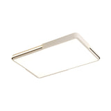 Simple White Led Flush Mount Light For Bedroom Ceiling - 16/19.5/35.5 Wide Square/Rectangular Shape
