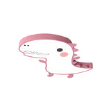 Dinosaur Flushmount Lamp: Pink/Green Cartoon Led Ceiling Light With Acrylic Diffuser (Warm/White)