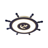 Contemporary Blue Led Flush Ceiling Light For Childs Room - Resin Rudder Design
