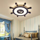 Contemporary Blue Led Flush Ceiling Light For Childs Room - Resin Rudder Design
