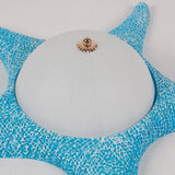 Starfish Kindergarten Led Flush Mount: Resin Ceiling Lighting With Blue Dome Glass Shade