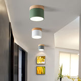 Modern Metallic Led Flush Mount: Cylinder Bedroom Lighting Simplified