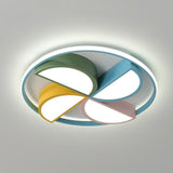 Blue Macaron Pinwheel Led Flush Ceiling Light Fixture For Bedrooms