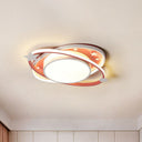 Metallic Kids Led Flush Mount Ceiling Light With Ellipse Shape Decorative Star - Bedroom Lighting