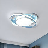 Metallic Kids Led Flush Mount Ceiling Light With Ellipse Shape Decorative Star - Bedroom Lighting