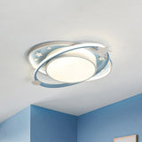 Metallic Kids Led Flush Mount Ceiling Light With Ellipse Shape Decorative Star - Bedroom Lighting