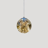 Sleek Geometric Led Pendant Light With Clear Glass Shade Ideal For Bedroom Ambiance And Starry