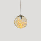 Sleek Geometric Led Pendant Light With Clear Glass Shade Ideal For Bedroom Ambiance And Starry