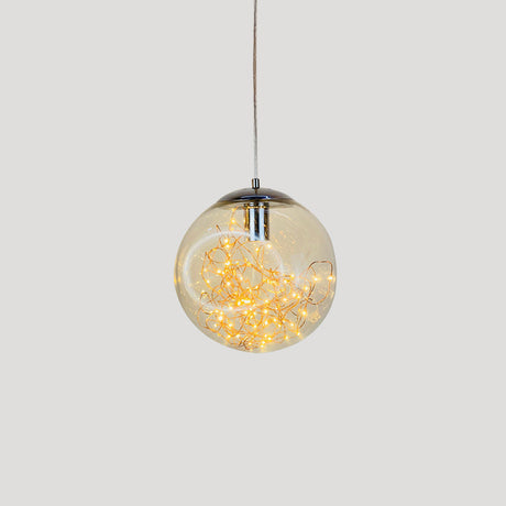 Sleek Geometric Led Pendant Light With Clear Glass Shade Ideal For Bedroom Ambiance And Starry