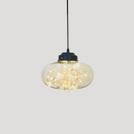 Sleek Geometric Led Pendant Light With Clear Glass Shade Ideal For Bedroom Ambiance And Starry