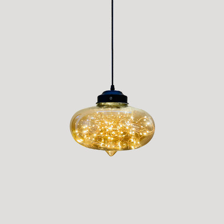 Sleek Geometric Led Pendant Light With Clear Glass Shade Ideal For Bedroom Ambiance And Starry