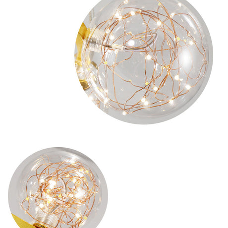 Contemporary Led Chandelier Light With Halo Ring - Clear Glass Globe Living Room Ceiling Lighting In