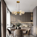 Modern Led Chandelier Pendant Light With Ball Shaped Clear Glass Gold; Perfect For Dining Rooms 6 /