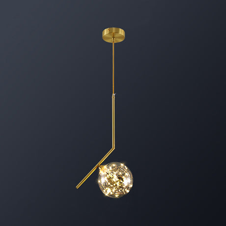 Simplicity Clear Glass Globe Ceiling Light: Led Pendant For Bedroom - Brass Finish