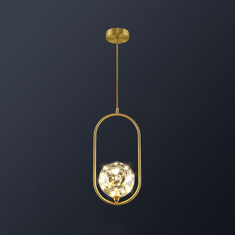 Simplicity Clear Glass Globe Ceiling Light: Led Pendant For Bedroom - Brass Finish / B