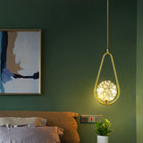 Simplicity Clear Glass Globe Ceiling Light: Led Pendant For Bedroom - Brass Finish / A