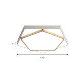 Pentagon Led Flush Mount Lamp In Acrylic Grey/White - 3 Color Options And Sizes Available
