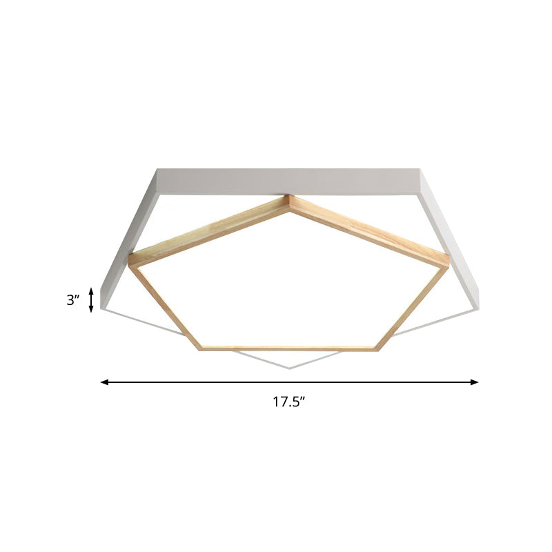 Pentagon Led Flush Mount Lamp In Acrylic Grey/White - 3 Color Options And Sizes Available