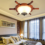 Modern Opal Glass Flush Mount Ceiling Light With Led Brown Finish And Rudder Design - Perfect For