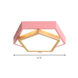 Pentagon Macaron Acrylic Led Flush Mount Lamp In White/Warm/Natural Light - Sizes 14/18/21.5