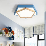 Pentagon Macaron Acrylic Led Flush Mount Lamp In White/Warm/Natural Light - Sizes 14’/18’/21.5