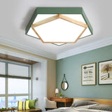 Pentagon Macaron Acrylic Led Flush Mount Lamp In White/Warm/Natural Light - Sizes 14/18/21.5