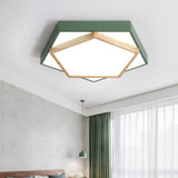 Pentagon Macaron Acrylic Led Flush Mount Lamp In White/Warm/Natural Light - Sizes 14/18/21.5