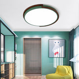 Modern Circle Flush Mount Macaron Metal Led Lamp White/Green With Acrylic Diffuser For Living Room -