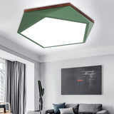 Minimalist Metal Green Led Flush Mount Ceiling Light With Acrylic Diffuser - 16.5/20.5 Wide For