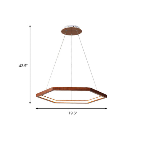 Contemporary Hexagonal Wood And Acrylic Pendant Chandelier With Led Lighting 16’/19.5’/23.5’ Wide
