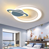 Nordic Style Acrylic Planet Shade Flush Pendant Light For Childrens Room - Led Ceiling Mounted