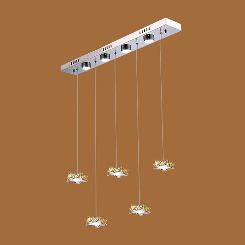 Modern K9 Crystal Star Pendant Ceiling Light With Led And Stainless-Steel Design 5 / Amber