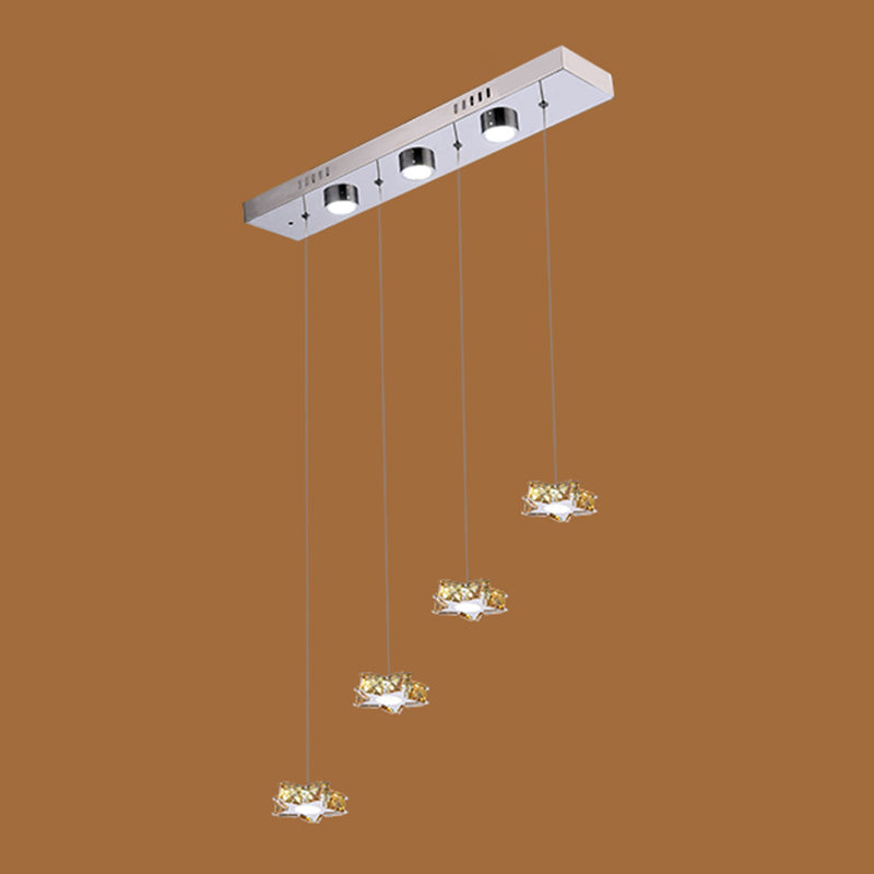 Modern K9 Crystal Star Pendant Ceiling Light With Led And Stainless-Steel Design 4 / Amber