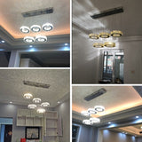 Modern Faceted Crystal Circle Pendant Light With Led Lights And Stainless-Steel Finish