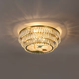 Minimalist Brass Led Crystal Flush Mount Lighting Fixture - Circle Shaped 7 / A