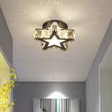 Stainless-Steel Led Crystal Flush Mount Ceiling Light: Modern Star Design For Corridors