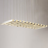 Minimalist Crystal Dining Room Led Pendant Light - Rectangular Chandelier In Stainless-Steel 12 /