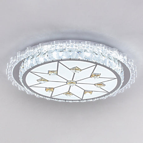 Modern Round Led Crystal Flush Mount Ceiling Light In Stainless Steel - Bedroom Stainless-Steel /