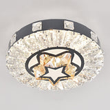Modern Crystal Led Flush Mount Ceiling Light In Stainless-Steel For Corridors / Third Gear K
