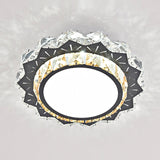 Modern Crystal Led Flush Mount Ceiling Light In Stainless-Steel For Corridors / White G