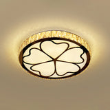 Minimalist Crystal Led Flush Mount Fixture With Stainless-Steel Geometric Design / Third Gear G