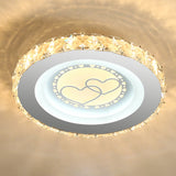 Modern Led Crystal Stainless-Steel Flushmount Ceiling Light - Circle Shape / Loving Heart