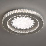 Contemporary Crystal Led Bedroom Ceiling Light In Stainless-Steel Flush Mount / Third Gear Leaf