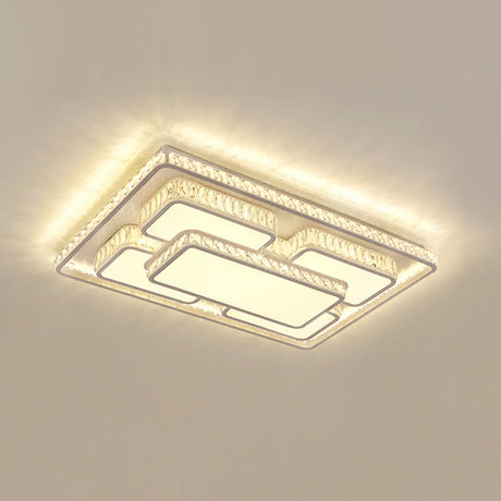 Simplicity Geometric Led Ceiling Light With Crystal Accents In Stainless Steel For Bedrooms
