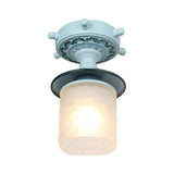 Frosted Glass Semi Flush Ceiling Light Fixture With Modernist Design Green/White
