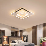 Contemporary Black-White Metal Flush Light For Bedroom Ceiling - 16/19.5 Wide Led In Warm Or White