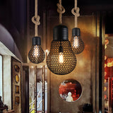 6/11 Wide Metal Mesh Bulb Cage Pendant - Loft Style Ceiling Light For Restaurants 1 Head Suspension